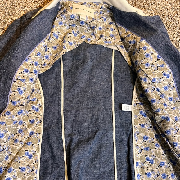 BANANA REPUBLIC BLAZER BLUE LINEN MILITARY STYLE LONG SLEEVE. Size 6 - Picture 7 of 10